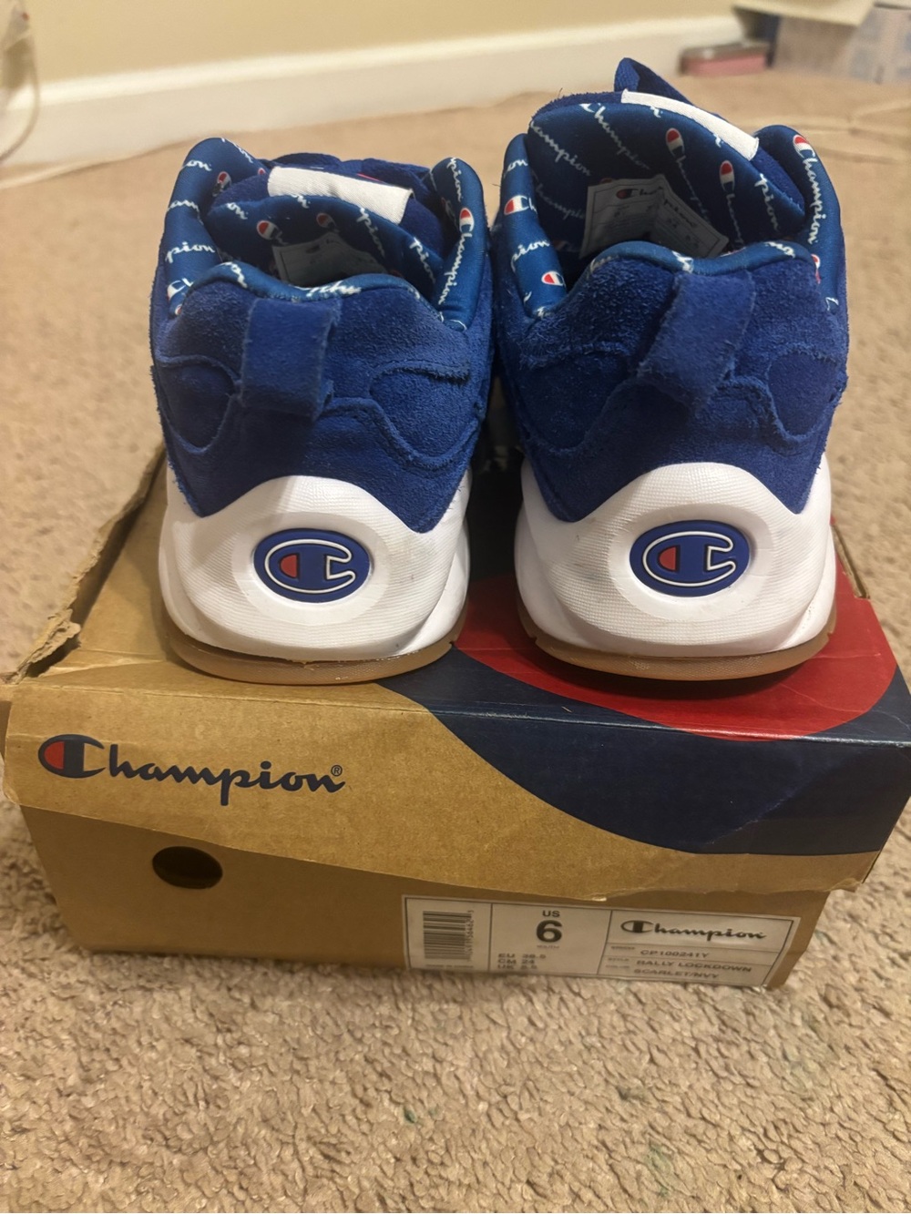 Champion Kids Blue & White Logo Low-Top Sneakers